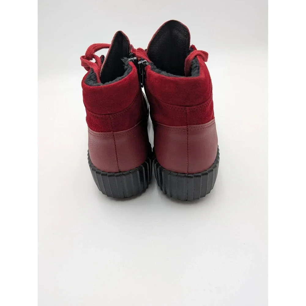 Josef Seibel Boots Womens Size 6 Red Leather‎ Ankle Snow Faux Fur Lined Winter